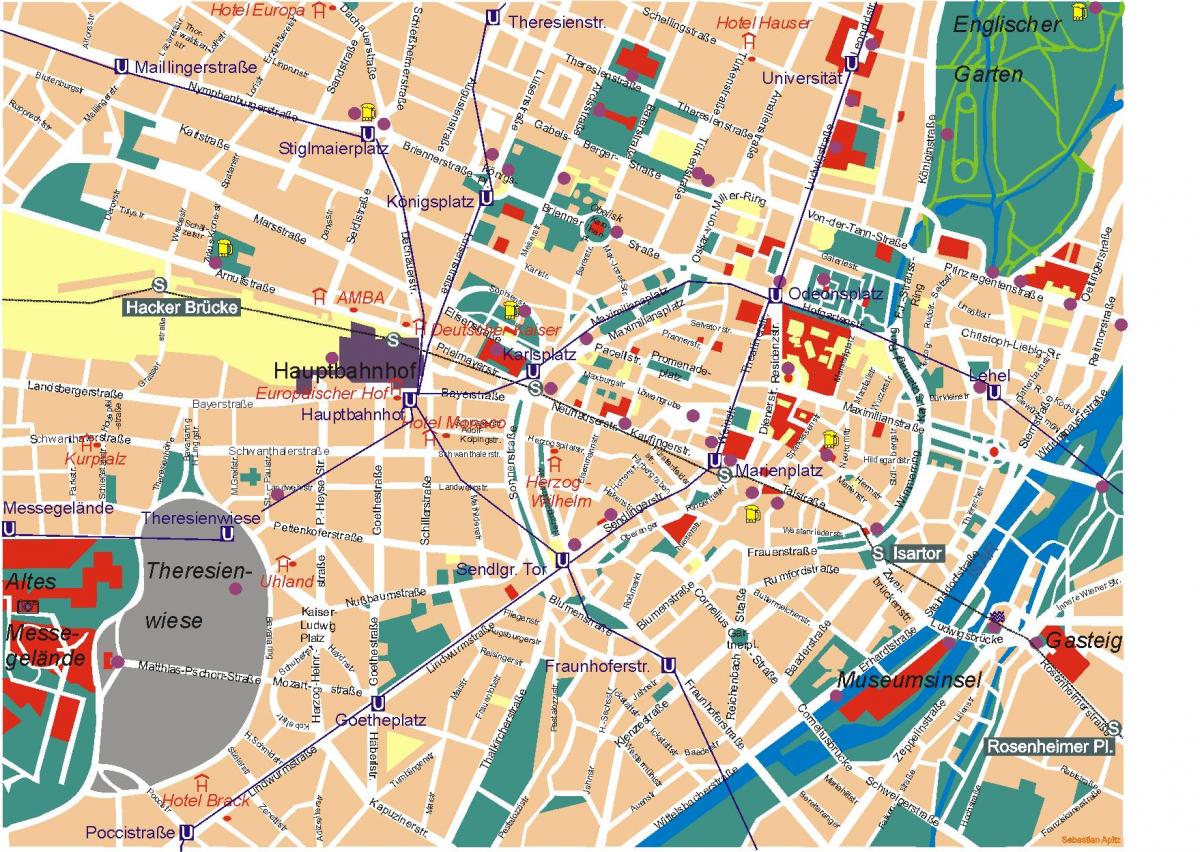 નકશો મ્યુનિક નાઇટલાઇફનું