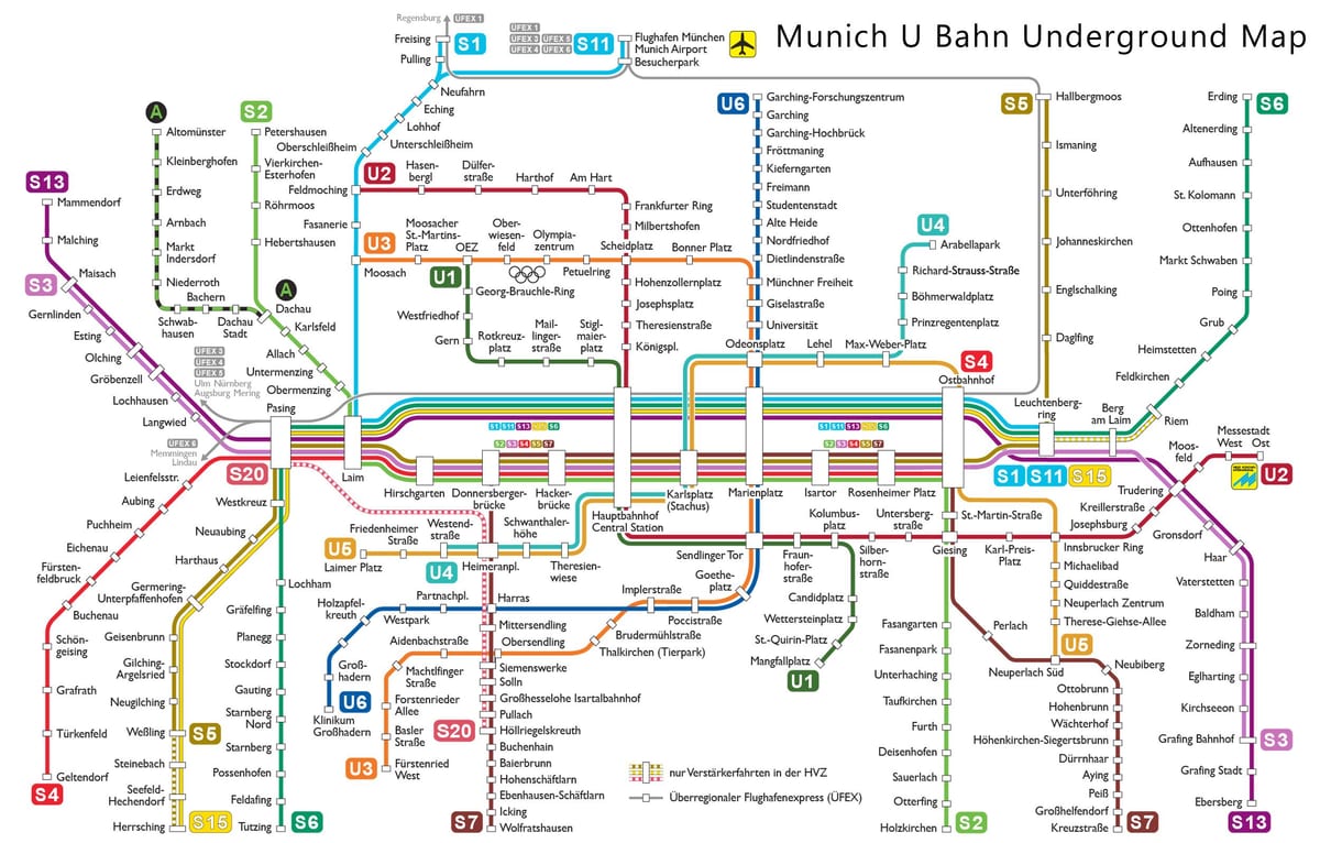 munchen યુ બાહન નકશો