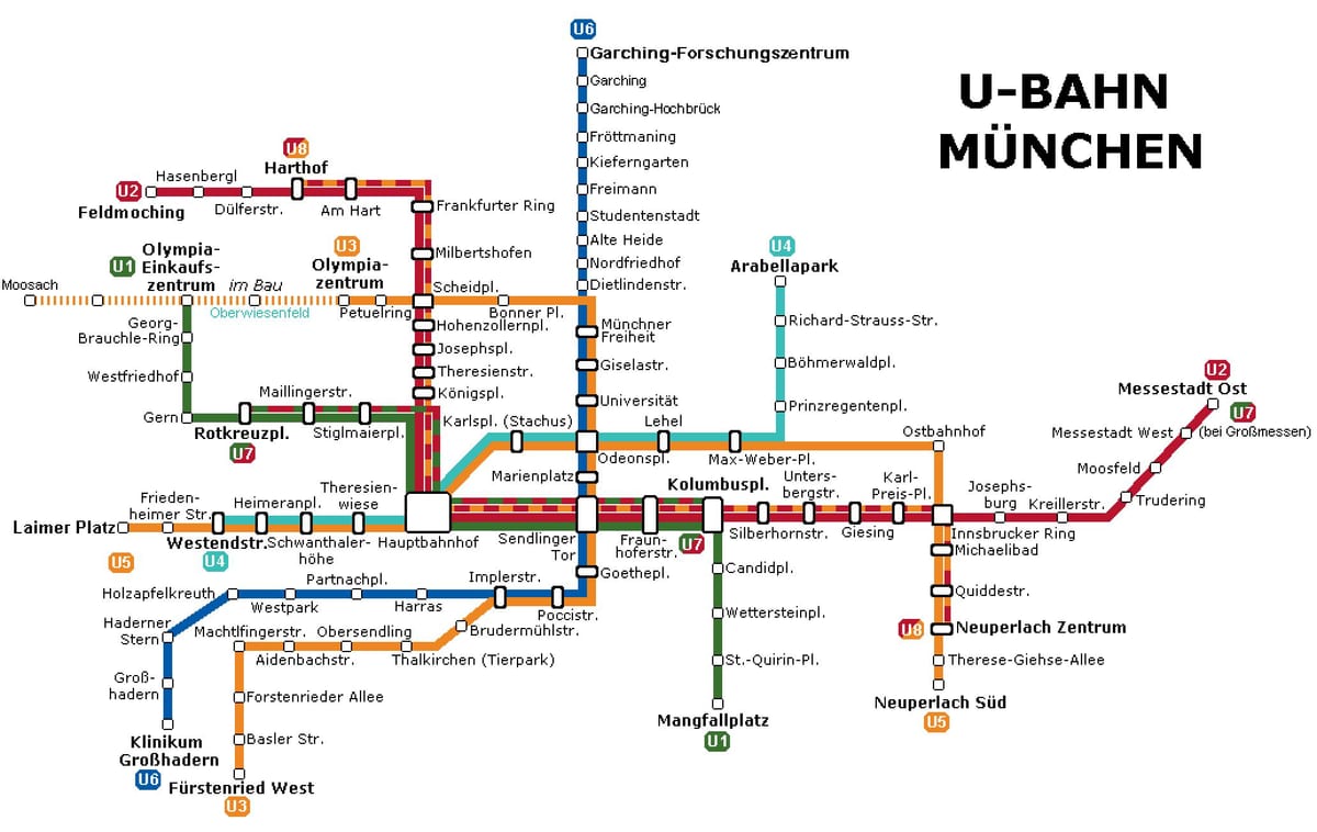 ubahn નકશો મ્યુનિક
